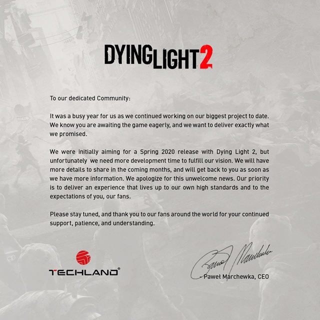 Dying Light 2 je ďalšou odloženou hrou
