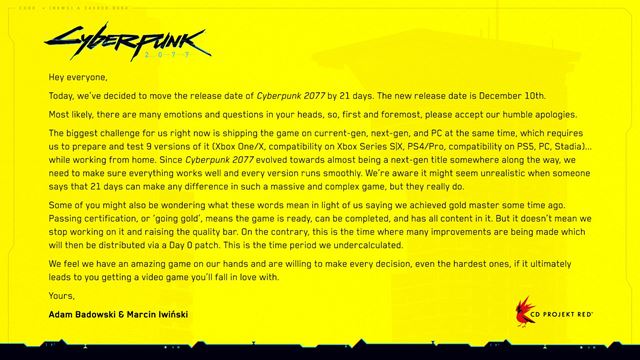 Cyberpunk 2077 bol znovu odložený!