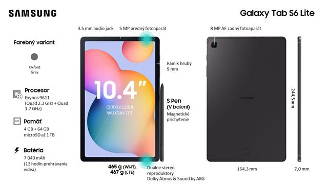 Samsung ohlasuje nový tablet Galaxy Tab S6 Lite