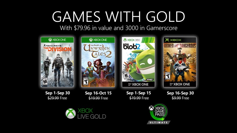 Games With Gold hry na september predstaven, prde The Division