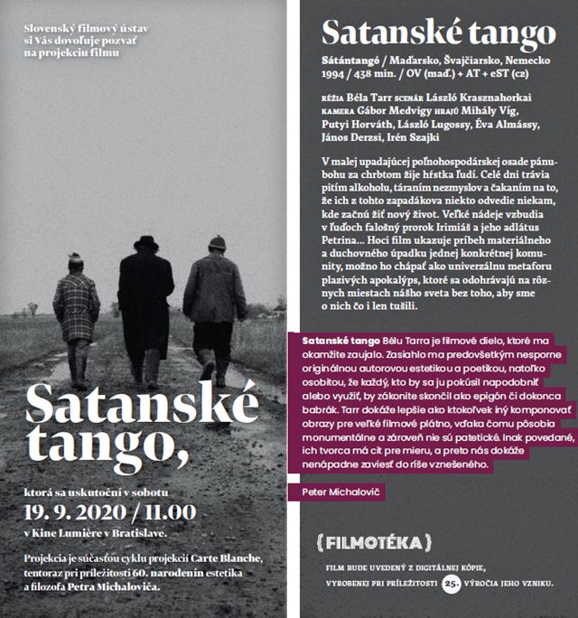 Kino Lumiere uvedie digitálne reštaurovaný film Satanské tango