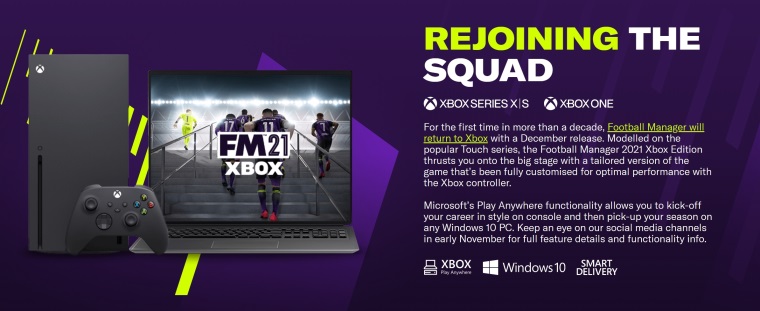 Football Manager 2021 prichdza na Xbox konzoly a do Game Passu