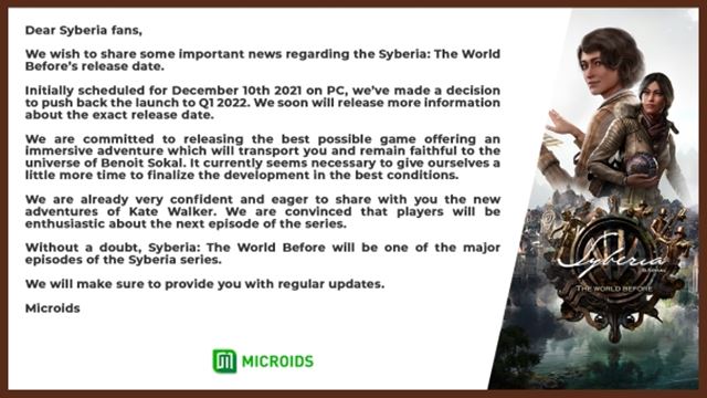 Aj Syberia: The World Before sa odkladá