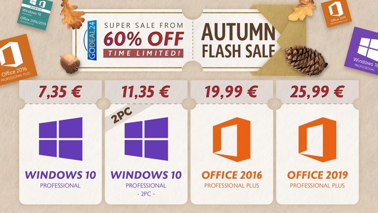 Kpte si Windows 10 len za 7.35 eur poas GoDeal24.com jesennho vpredaja
