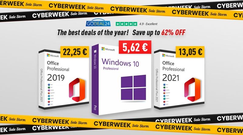 Akcia Godeal24 Cyber ​​Week: Zskajte Windows 10 len za 5,62  a Office 2021 od 13 