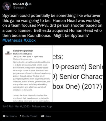 Bethesda si opäť predĺžila registráciu pre tajomný Spyteam