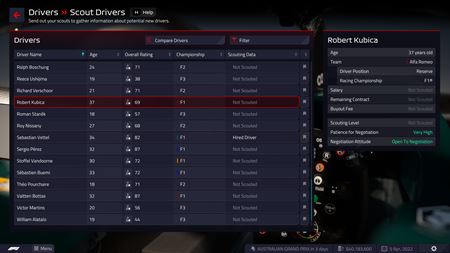 F1 Manager 2022 naživo predstavuje ratingy