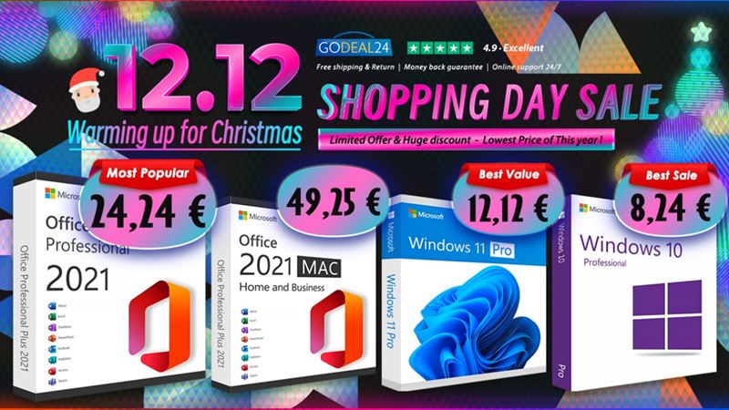 Godeal24 Double 12: Zskajte Windows 11 za 10  a Office 2021 len za 14  na Vianoce!