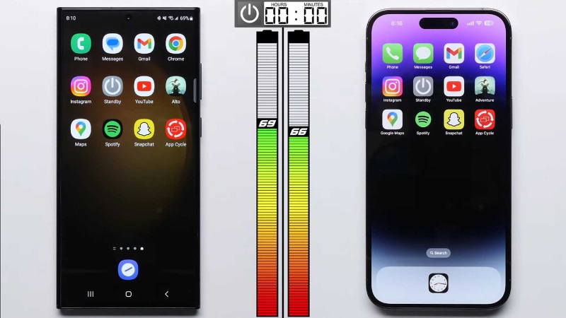 Batria Galaxy S23 Ultra vs iPhone 14 Pro Max 
