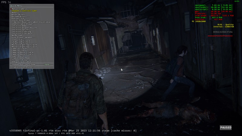 Aktivujte si debug menu v The Last of Us na PC