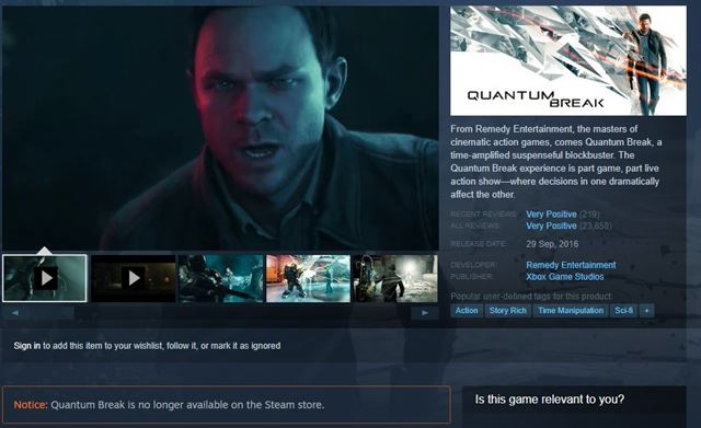 Quantum Break aktuálne na digitálnych systémoch nekúpite
