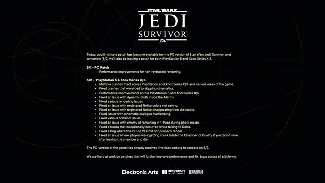 Jedi Survivor dostal patch na PC