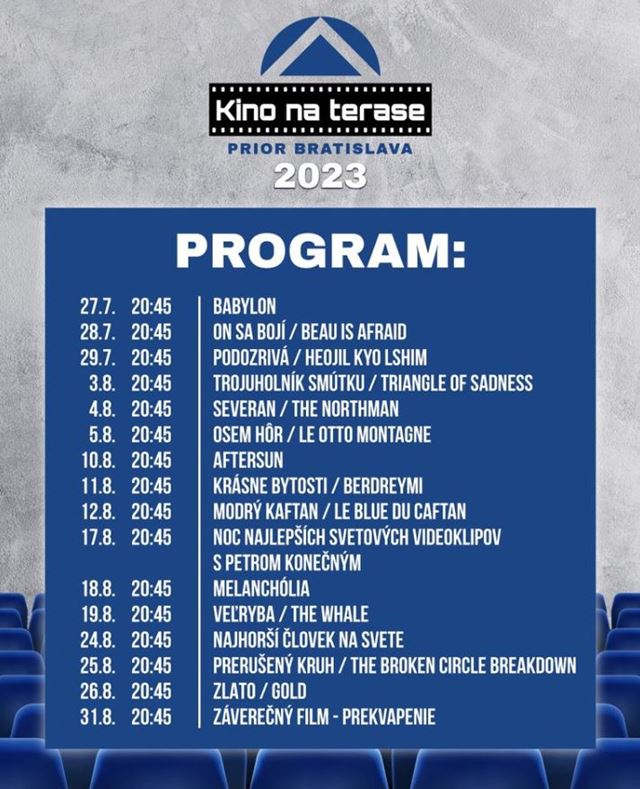 Letné kino na zabudnutej terase obchodného domu PRIOR ponúkne výnimočné premietania