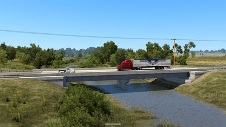 American Truck Simulator ukazuje rieky a jazerá Kansasu