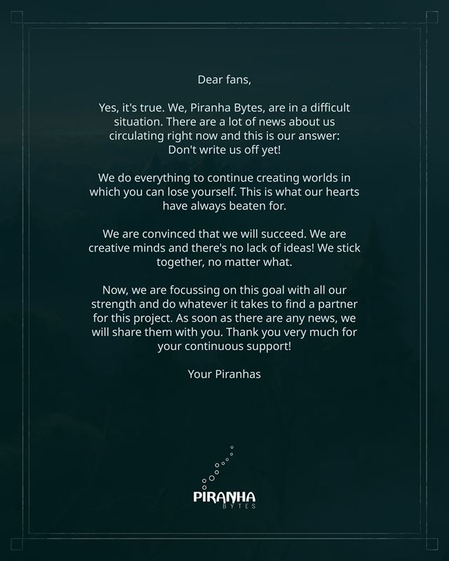 Piranha Bytes ešte existuje, možno sa osamostatnilo od Embraceru