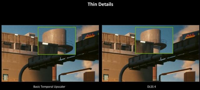 Ukážky vylepšení DLSS4 upscalingu oproti predchádzajúcej verzii