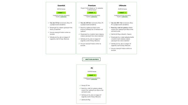 Microsoft prepracoval Game Pass predplatné, po novom sú tri - Essential, Premium a Ultimate