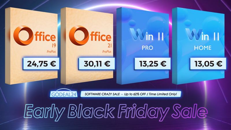 Doživotný MS Office 2021 za 30,11 € a Windows 11 za 13 € v skorom Black Friday výpredaji Godeal24 !
