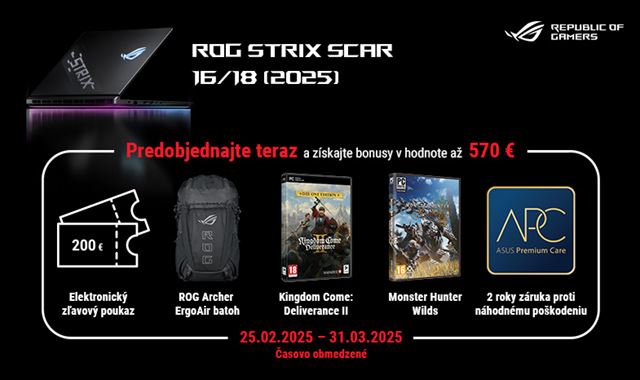 Prvé herné notebooky novej generácie ROG Strix SCAR prichádzajú