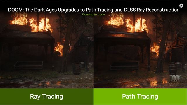 Nvidia ukázala nové hry s DLSS a ohlásila vydanie path tracing updatu pre Doom: The Dark Ages na jún