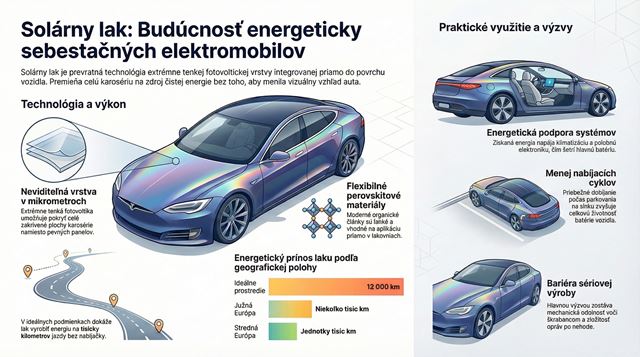Solárny lak na autách: až 12 000 km ročne bez nabíjania zo siete