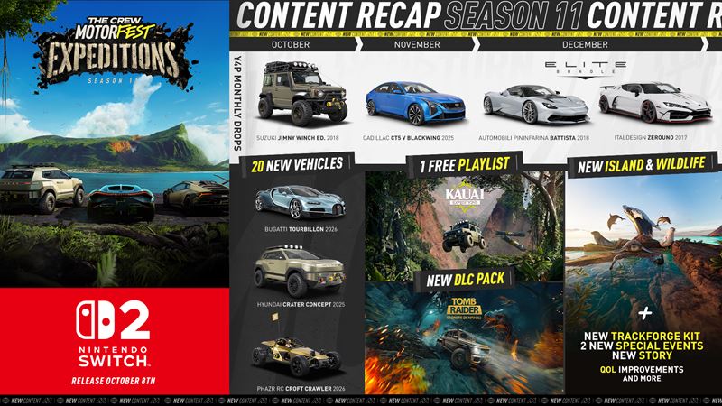 The Crew Motorfest dorazil na Switch 2, Season 11 pridáva aj ostrov Kauai