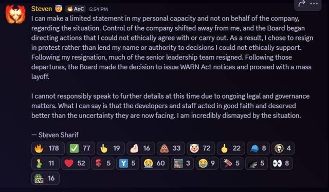 Ashes of Creation MMO zrejme končí a možno aj celé Intrepid Studios