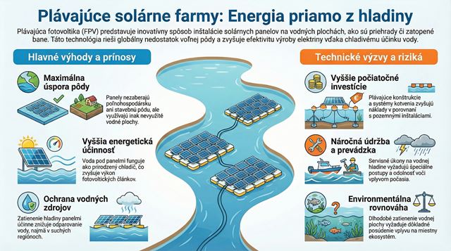 Plávajúce solárne farmy na vode výhody nevýhody a využitie v energetike