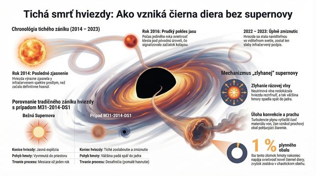 Tichá smrť hviezdy vo vesmíre: Astronómovia sledovali zrod čiernej diery bez supernovy