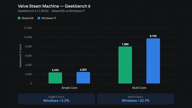 Steam Machine porovnaná s Windowsom a Steam OS, Windows je podľa testov poväčšine rýchlejší