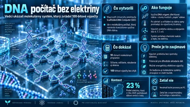 Vedci vytvorili DNA počítač, ktorý zvládne 100-bitové výpočty bez elektriny