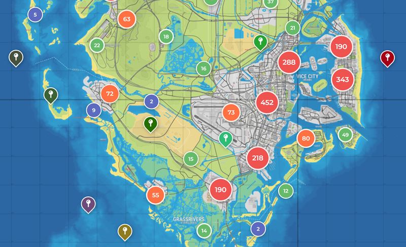 Neoficiálna interaktívna mapa štátu Leonida z GTA VI je k dispozícií na skúmanie