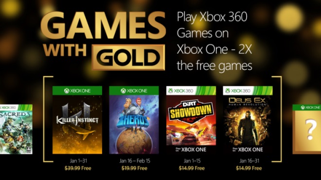 o ponkne v januri Xbox Live sluba Games With Gold?