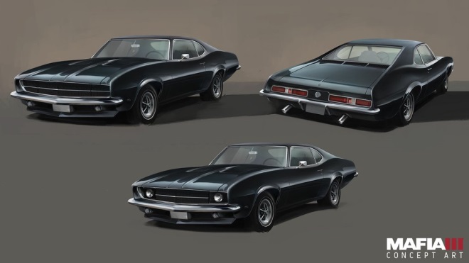 Mafia III art nm ukazuje Lincolnovo auto
