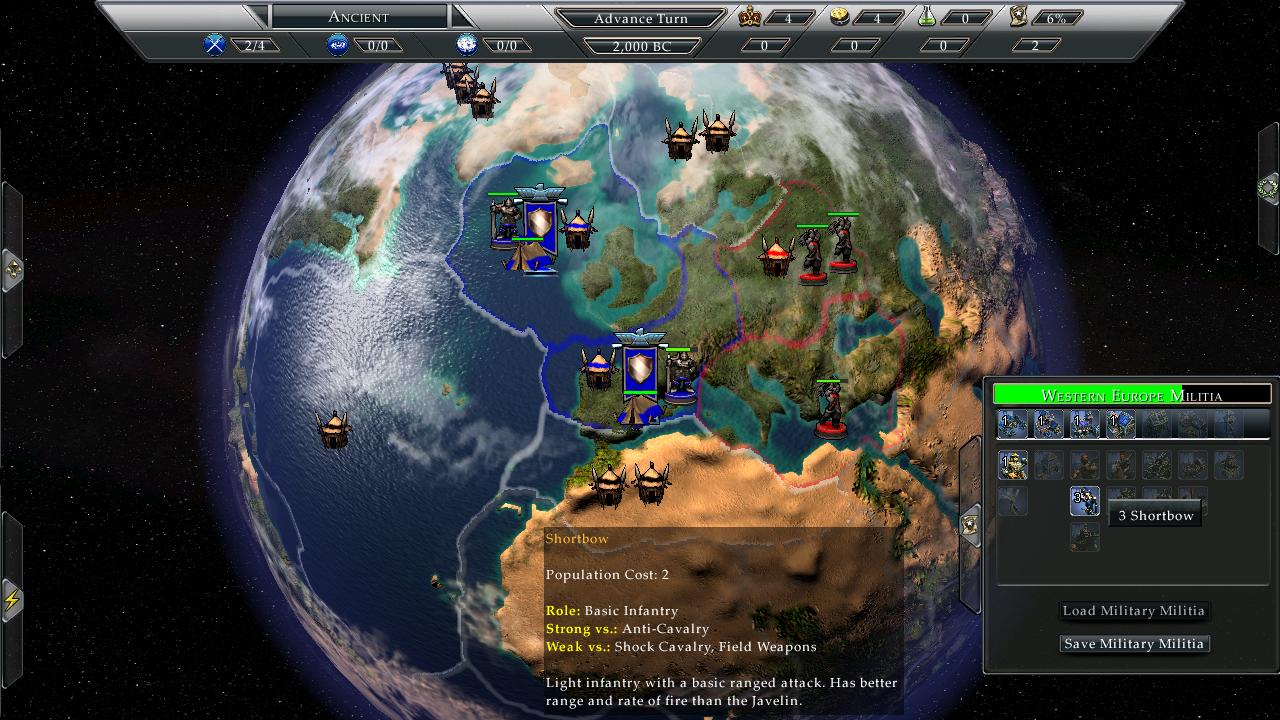 Empire Earth III zemia zabezpete na globlnej mape pomocou milcie.