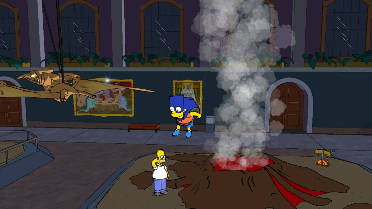 The Simpsons Game Bartman a jeho superschopnos vzna sa vo vzduchu.