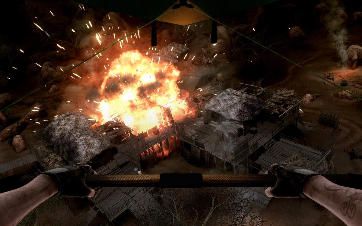 Far Cry 2 Pohad z vtej perspektvy na vybuchujcu budovu je doslova oarujci.