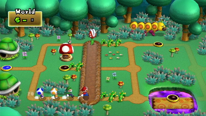 Super Mario Bros. Wii Pohad na prehadn sympatick mapu s levelmi i hajcimi nepriatemi pre neakan boje.