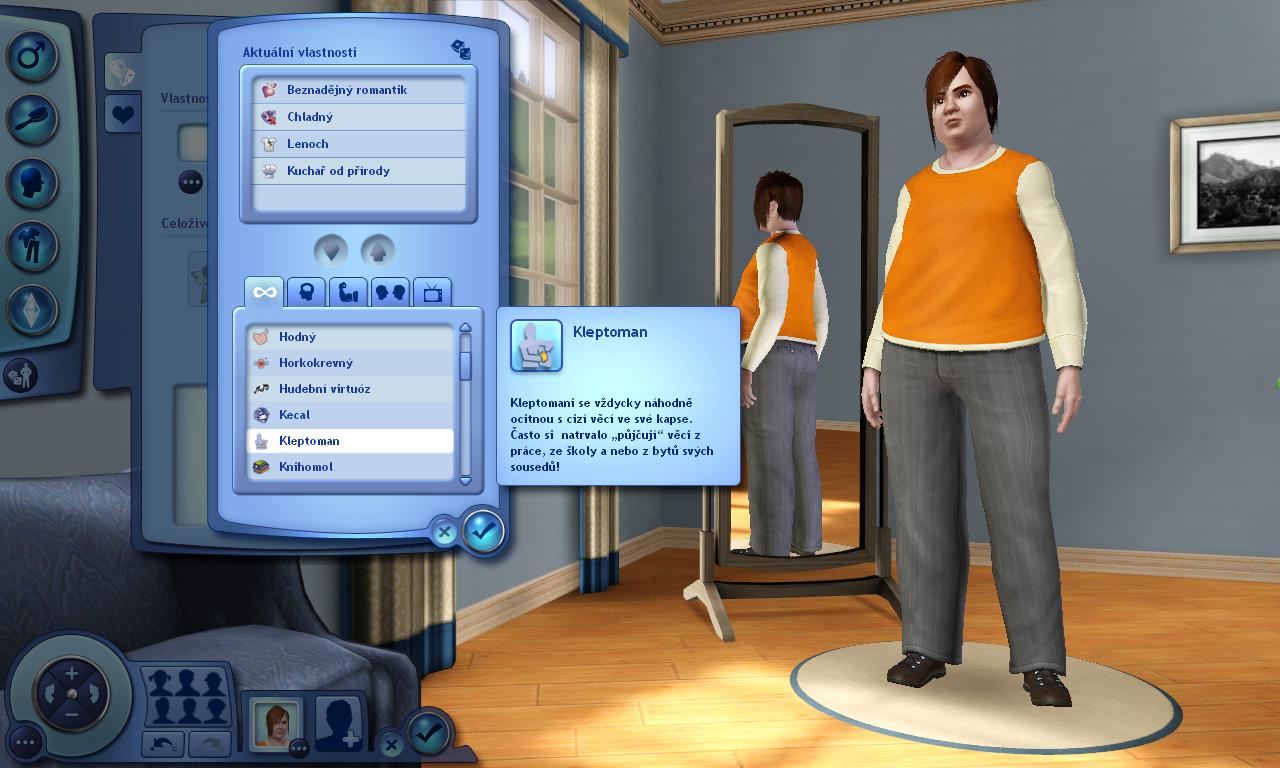 The Sims 3 Chladn fat bastard, kleptoman a k tomu leniv. Skrtka, sci na samovradu.