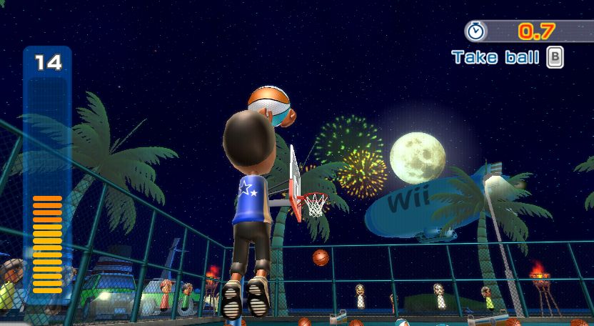 Wii Sports Resort Nronos basketbalu spova vo vysokom pote hodov (a potom aj bodov).
