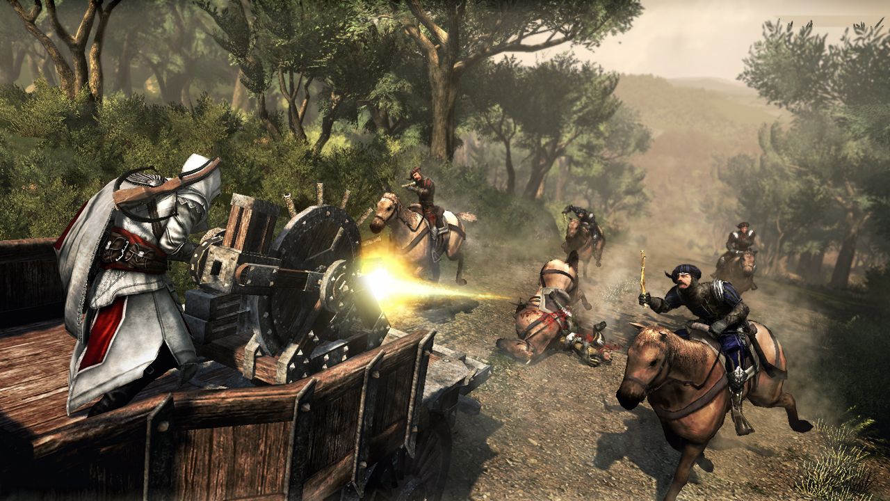 Assassin's Creed: Brotherhood DaVinciho vynlezy s aj v rukch nepriateov, dokonca sa viac striea.