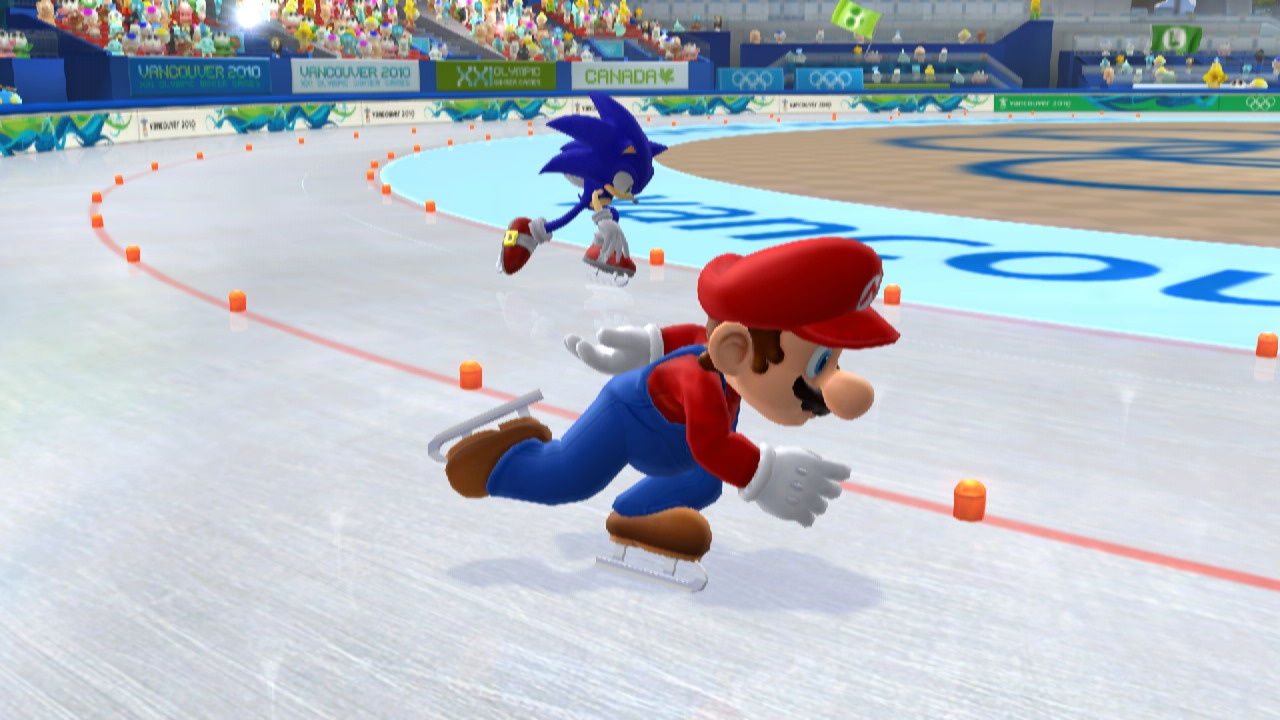 Mario and Sonic at the Olympic Winter Games Mario a Sonic makaj ostoes (spolu s vaimi rukami) na adovom ovle. Celkom nuda.