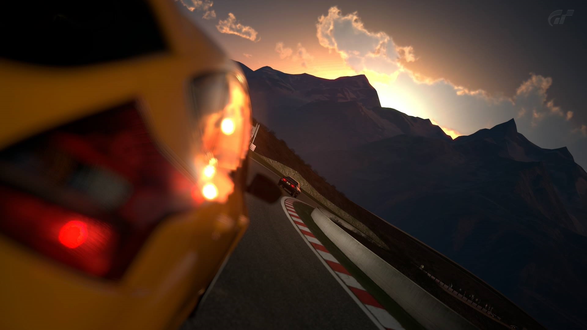 Gran Turismo 6 Zpady slnka s nebezpen na koncentrciu pri jazde. Tento je z trate Matterhorn.