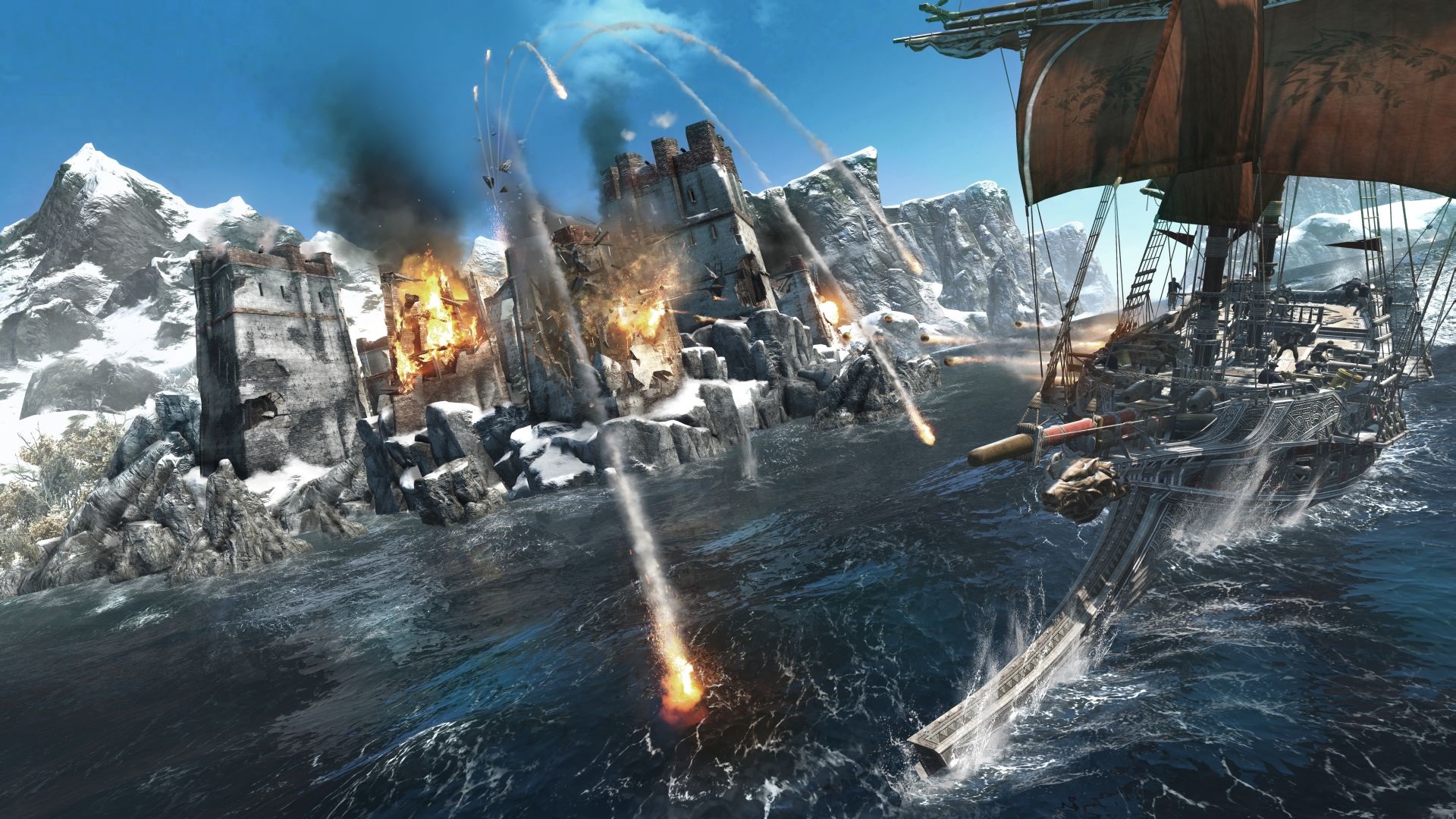Assassin's Creed: Rogue Ostreovanie pevnost si u iada cvik: muste by neustle v pohybe, inak mte z lode za chvu plku.