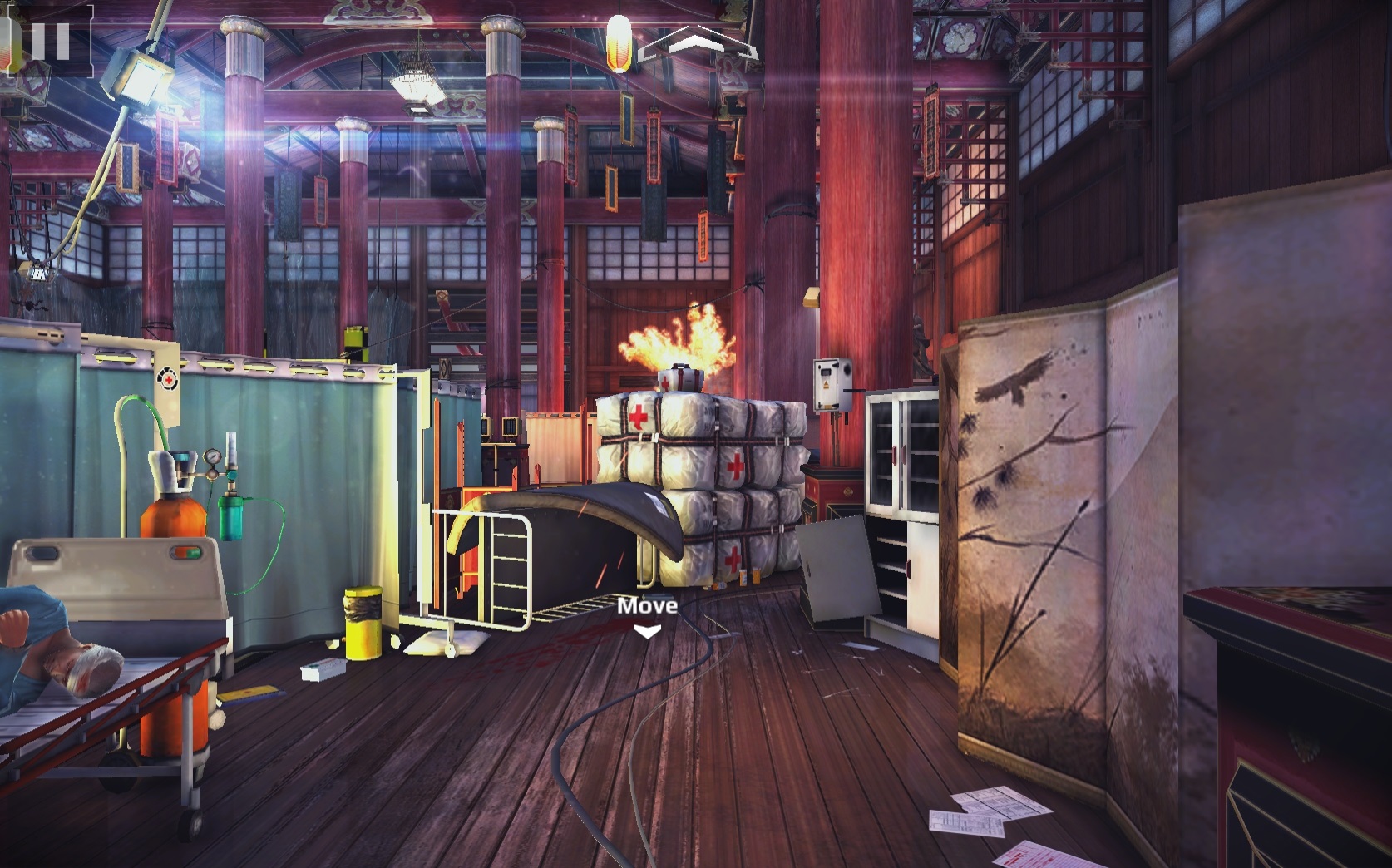 Modern Combat 5: Blackout Hra vs neustle vedie za ruiku a ukazuje checkpoint za kadm rohom.