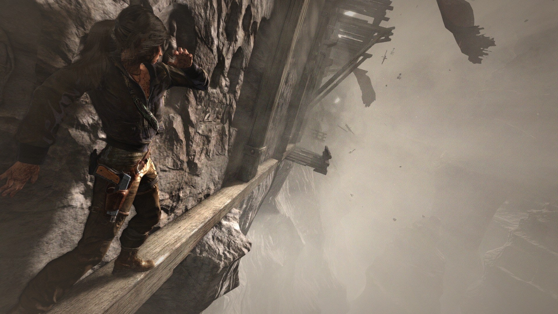 Tomb Raider: Definitive Edition asto sa pohybujete na hrane a v ivot vis na vlsku