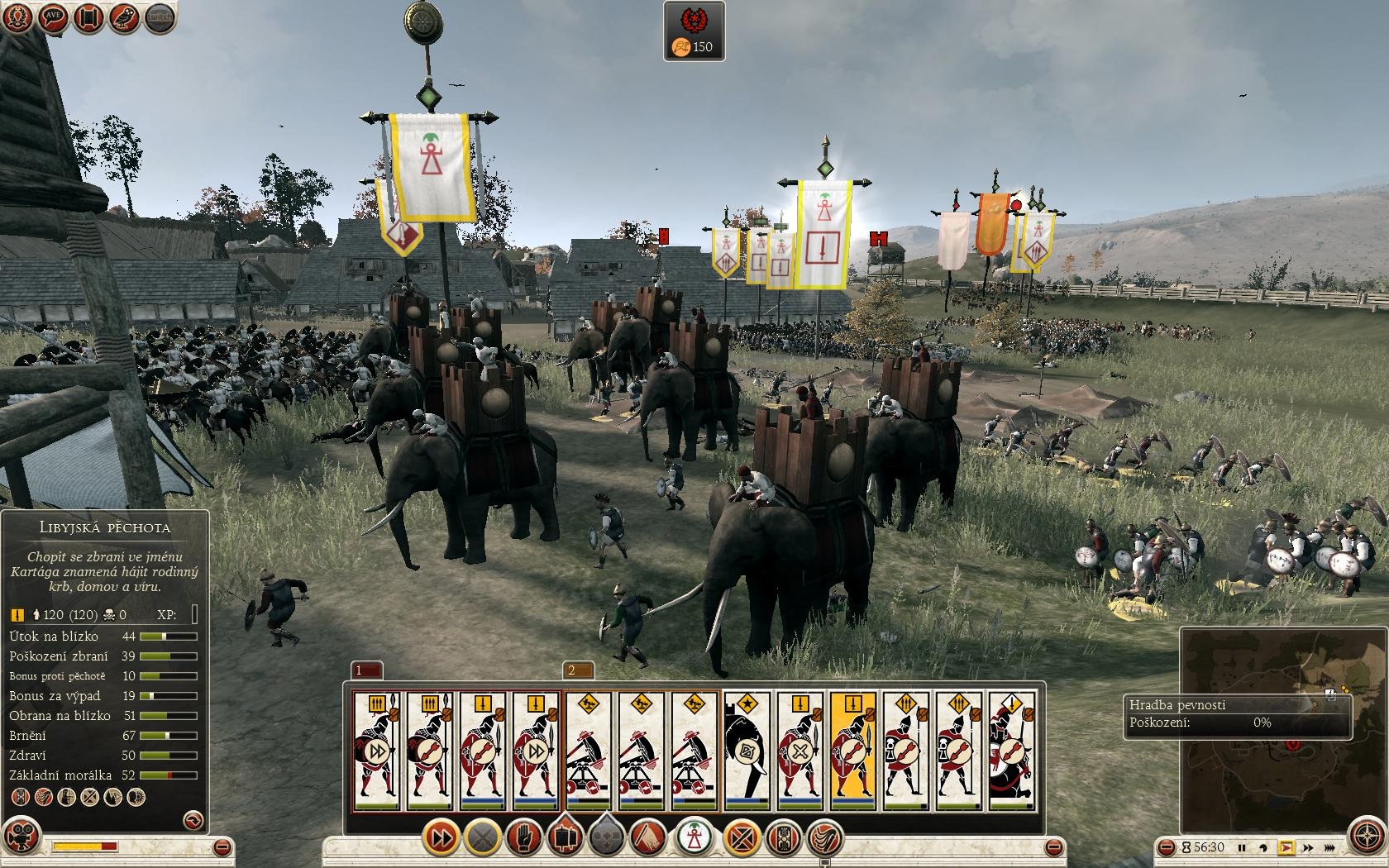 Total War: Rome II - Hannibal at the Gates Hevnat slony s idelnou veliteskou jednotkou.