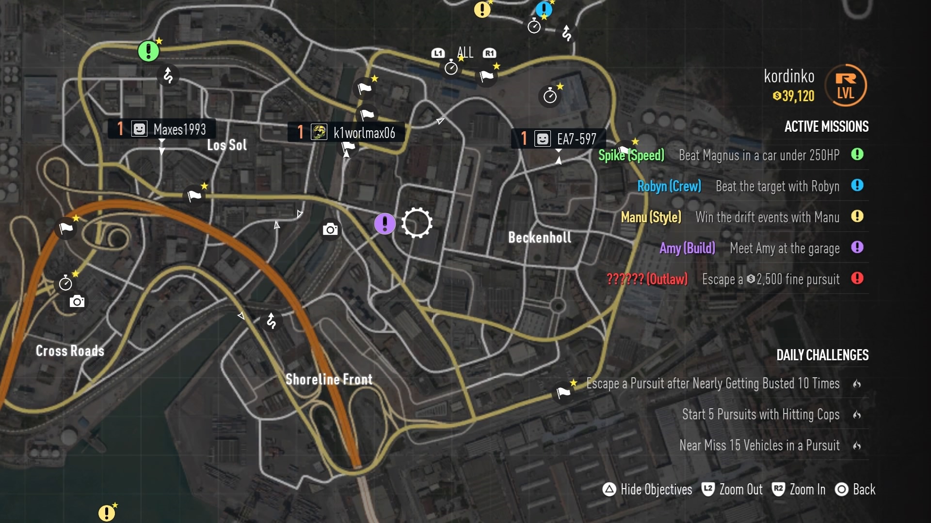 Need for Speed Hra sa nezapauzuje ani pri pohade na mapu, kde njdete vetko dleit.