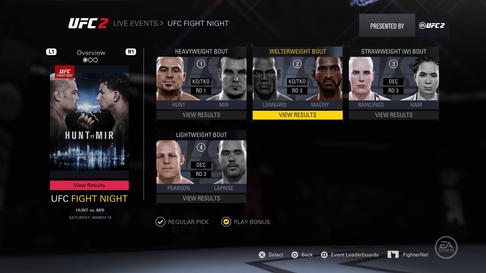 EA Sports UFC 2 Mete tipova, ale aj sami si zahra zpasy, ktor vs akaj.