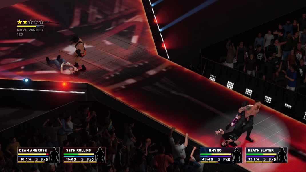 WWE 2K18 Pobi sa mete aj aleko od ringu.